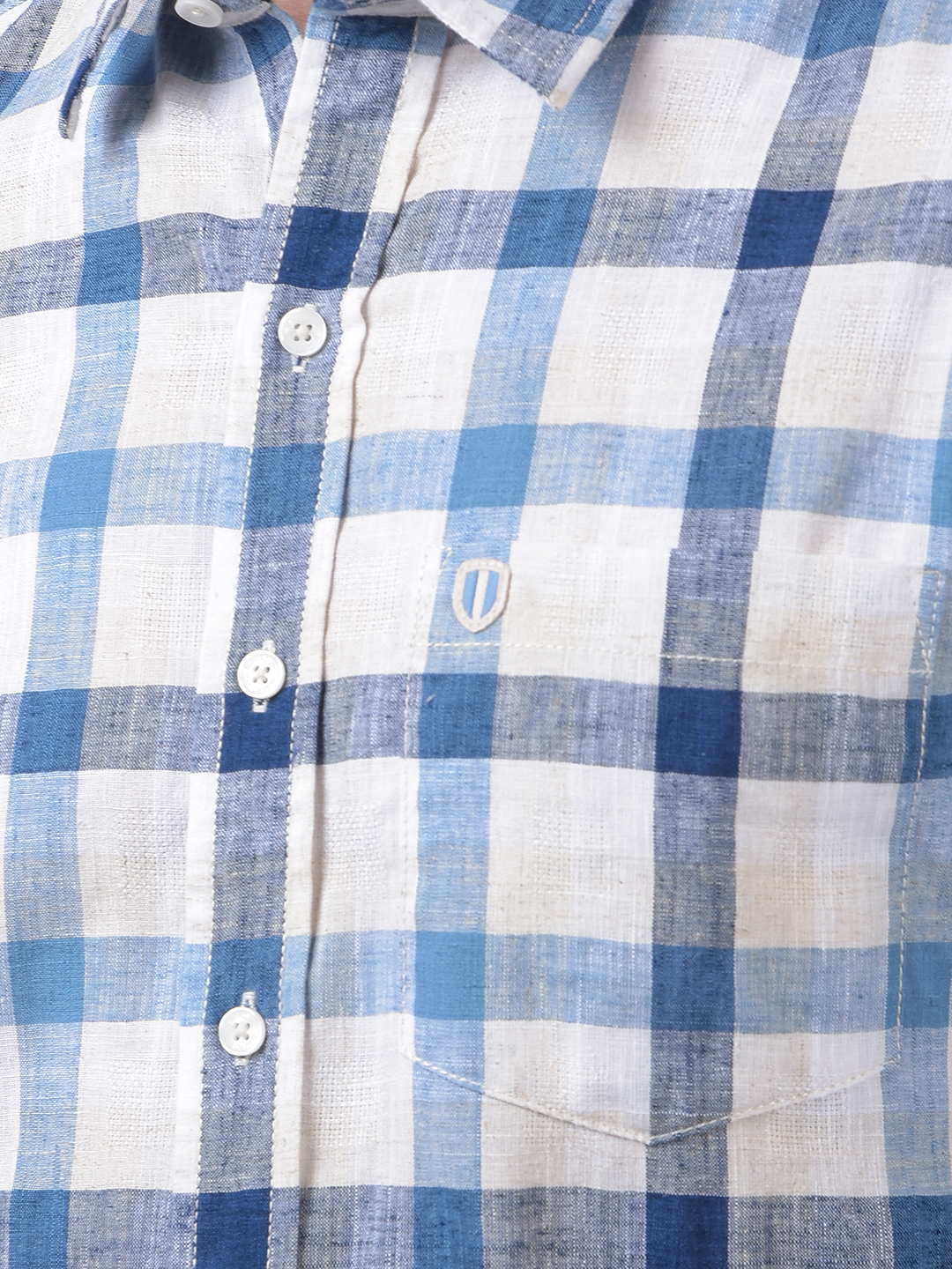 Numero Uno Men Blue & White Checked Slim Fit Shirt
